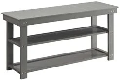 Convenience Concepts Oxford Utility Mudroom Bench With Shelves, Gray