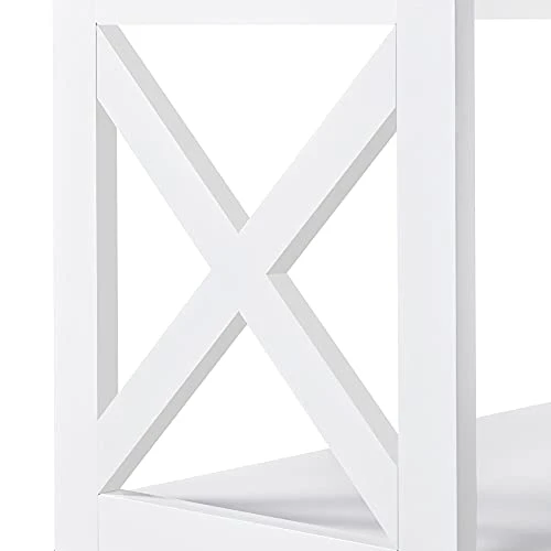 Topeakmart 42 Inch Long Console Sofa Table X Design Narrow Entryway Hallway Table W/ 3 Storage Shelves For Living Room, White 8 Topeakmart 42 Inch Long Console Sofa Table X Design Narrow Entryway Hallway Table W/ 3 Storage Shelves For Living Room, White - Image 6