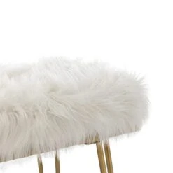 Modern White Faux Fur Ottoman Bench Upholstered Bench For Bedroom/Living Room/Entryway Decorative Accent Bench With Gold Metal Legs 16 Modern White Faux Fur Ottoman Bench Upholstered Bench For Bedroom/Living Room/Entryway Decorative Accent Bench With Gold Metal Legs -Amazon Store 31ikR7MJVJL