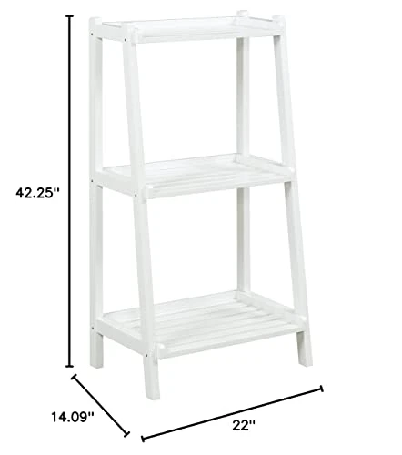 New Ridge Home Goods 2027-WHT Solid Wood Ladder Style Bookcase Bookshelf, Small, White 4 New Ridge Home Goods 2027-WHT Solid Wood Ladder Style Bookcase Bookshelf, Small, White - Image 2