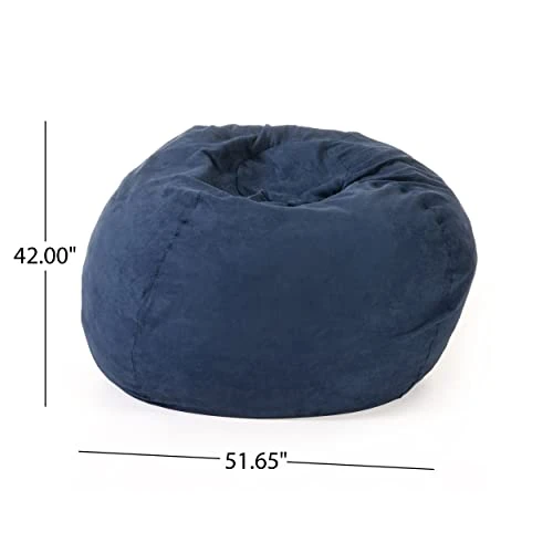 Great Deal Furniture Selena Traditional 5 Foot Suede Bean Bag (Cover Only), Midnight Blue 4 Great Deal Furniture Selena Traditional 5 Foot Suede Bean Bag (Cover Only), Midnight Blue - Image 2