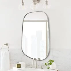 ANDY STAR Irregular Mirror Asymmetrical Mirror For Wall 24x36” Brushed Gold Bathroom Mirror, Modern Wall Mirror For Living Room Bathroom Vanity Framed Mirror Artistic Mirror 1” Deep Set Design -Amazon Store 31jP5JbMmL. AC