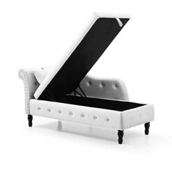 RARZOE Tufted Velvet Chaise Lounge Indoor With Storage, Upholstered Rolled Arm Chaise Lounges Indoor Chair, Right Arm Facing Chaise Lounge With Nailhead Trim For Living Room Bedroom Office,White 18 RARZOE Tufted Velvet Chaise Lounge Indoor With Storage, Upholstered Rolled Arm Chaise Lounges Indoor Chair, Right Arm Facing Chaise Lounge With Nailhead Trim For Living Room Bedroom Office,White -Amazon Store 31jh1UDpIoL