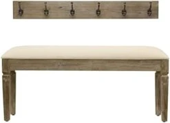 Décor Therapy Waverly Wood Bench With Coat Rack Set, Measures 42x11.8x17.75, Winter White -Amazon Store 31jj2RGmFuL. AC