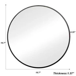 SHIGAKEN 19.7" Small Round Mirror, Brushed Metal Frame, Wall-Mounted Mirror, Wall Decor, For Bedroom, Bathroom, Living Room, Entryway, Aluminum Alloy -Black -Amazon Store 31jjSFGsggL