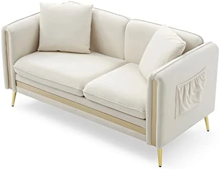 Homtique 77 Inch Upholstered Velvet Sofa Couch, Modern Sofa For Living Room With Side Pocket And 2 Pillows, Gold Metal Legs Decor Couches Furniture For Apartment/Office (Black) 14 Homtique 77 Inch Upholstered Velvet Sofa Couch, Modern Sofa For Living Room With Side Pocket And 2 Pillows, Gold Metal Legs Decor Couches Furniture For Apartment/Office (Black) - Image 12