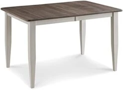 Farmhouse Solid Wood Dining Room Table | Brown And White Rectangle Kitchen Dinner Table With Eased Edge And Distressing, Extendable Table Length | Made In USA | Solid Maple No MDF -Amazon Store 31jtpQLY0IL. AC