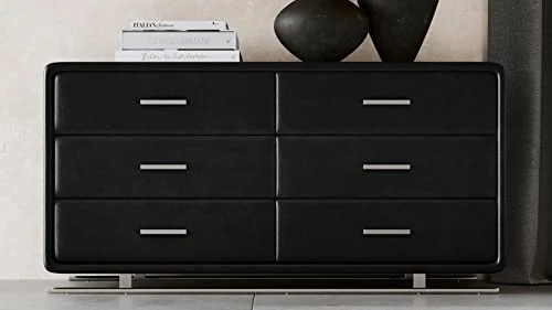 Zuri Vetro Accent Chest In Black Leatherette With Six Soft-Close Drawers 5 Zuri Vetro Accent Chest In Black Leatherette With Six Soft-Close Drawers - Image 3