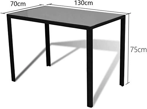 IDS Home Rectangular With Metal Legs For 4/6 Persons Transparent Glass Top Kitchen Dining Table, 51.2", Black 7 IDS Home Rectangular With Metal Legs For 4/6 Persons Transparent Glass Top Kitchen Dining Table, 51.2", Black - Image 5