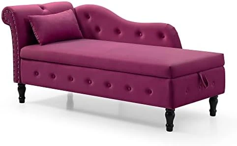 RARZOE Tufted Velvet Chaise Lounge Indoor With Storage, Upholstered Rolled Arm Chaise Lounges Indoor Chair, Right Arm Facing Chaise Lounge With Nailhead Trim For Living Room Bedroom Office,White 14 RARZOE Tufted Velvet Chaise Lounge Indoor With Storage, Upholstered Rolled Arm Chaise Lounges Indoor Chair, Right Arm Facing Chaise Lounge With Nailhead Trim For Living Room Bedroom Office,White - Image 12