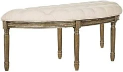 Safavieh Home Collection Abilene Tufted Rustic Semi-Circle Grey And Rustic Oak Bench -Amazon Store 31kQkhfSL0L. AC