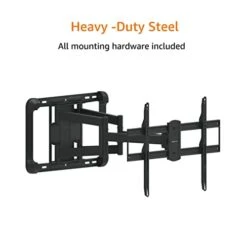 Amazon Basics Heavy-Duty Extension Dual Arm, Full Motion Articulating TV Mount For 37-80 Inch TVs Up To 132 Lbs, Fits LED LCD OLED Flat Curved Screens