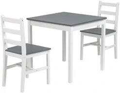 Alohappy Dining Table Set Wood Kitchen Table Dining Table And Chairs 3PCS For 2 Person For Saving Space Dinning Room Restaurant Pub, Grey -Amazon Store 31kdA1p11DL. AC