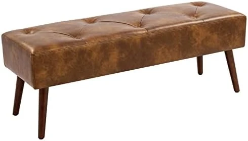 Furnimart Faux Leather Bench Ottoman, Tufted Button Bedroom Benches Footrest Stool In Solid Metal Legs, Long And Dining Bench, Indoor Bench For Entryway Living Room Bedroom (Leather-Black) 13 Furnimart Faux Leather Bench Ottoman, Tufted Button Bedroom Benches Footrest Stool In Solid Metal Legs, Long And Dining Bench, Indoor Bench For Entryway Living Room Bedroom (Leather-Black) - Image 11