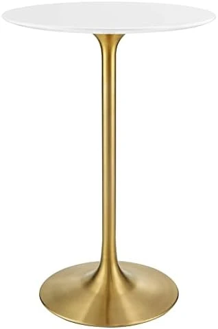 Modway Lippa Dining Table, 28" Artificial Marble Round Top, White 4 Modway Lippa Dining Table, 28" Artificial Marble Round Top, White - Image 2