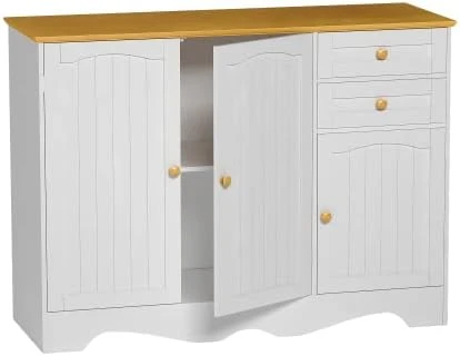 Yusong Kitchen Sideboard Buffet Pantry, Wooden Cupboard Storage Cabinet With 3 Doors And 2 Drawers, Accent Serve Coffee Bar Console Table For Dining Room Living Room, White 10 Yusong Kitchen Sideboard Buffet Pantry, Wooden Cupboard Storage Cabinet With 3 Doors And 2 Drawers, Accent Serve Coffee Bar Console Table For Dining Room Living Room, White - Image 8