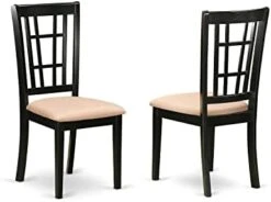 East West Furniture NIC-BLK-LC Nicoli Dining Room Chairs - Faux Leather Upholstered Wood Chairs, Set Of 2, Black -Amazon Store 31lBAHK5qBL. AC