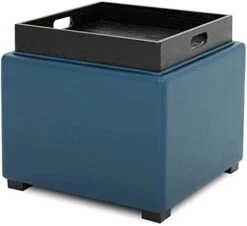 CHITA Storage Ottoman Cube With Tray,Footrest Stool Seat Serve As Side Table, Fabric In Flax -Amazon Store 31lGJPGNW3L. AC