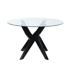 Steve Silver Amalie Round Black And Clear Glass Dining Table -Amazon Store 31lHsW1SgyL