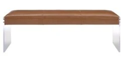 Tov Furniture Envy Leather/Acrylic Bench, Brown -Amazon Store 31lJvILko5L
