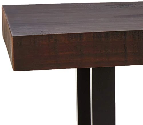 Walker Edison Industrial Farmhouse Wood Entryway Dining Bench Kitchen Table Set Dining Chairs, 60 Inch, Brown 6 Walker Edison Industrial Farmhouse Wood Entryway Dining Bench Kitchen Table Set Dining Chairs, 60 Inch, Brown - Image 4