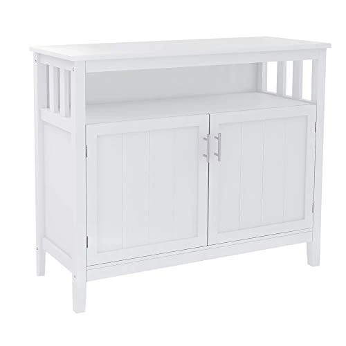 Contemporary Sideboard Buffet Storage Cabinet Sideboard With Adjustable Shelf, White 5 Contemporary Sideboard Buffet Storage Cabinet Sideboard With Adjustable Shelf, White - Image 3