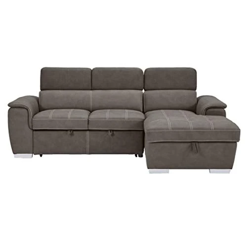 Homelegance Ferriday 98" X 66" Sectional Sleeper With Storage, Taupe 6 Homelegance Ferriday 98" X 66" Sectional Sleeper With Storage, Taupe - Image 4