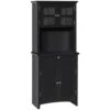 HOMCOM Elegant Buffet With Hutch, Kitchen Pantry Storage Cabinet With Framed Glass Door Drawer And Microwave Space, Black 2 HOMCOM Elegant Buffet With Hutch, Kitchen Pantry Storage Cabinet With Framed Glass Door Drawer And Microwave Space, Black -Amazon Store 31lve4ODptL