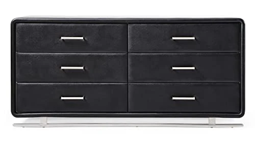 Zuri Vetro Accent Chest In Black Leatherette With Six Soft-Close Drawers 7 Zuri Vetro Accent Chest In Black Leatherette With Six Soft-Close Drawers - Image 5