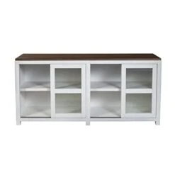 Alpine Furniture Donham Large Wood Display Cabinet In Brown And White -Amazon Store 31mNrckfVqL