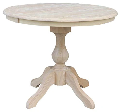 International Concepts 36" Round Top Pedestal Table With 12" Leaf-28.9" H-Dining Height, Unfinished 6 International Concepts 36" Round Top Pedestal Table With 12" Leaf-28.9" H-Dining Height, Unfinished - Image 4