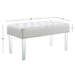 Linon Ella Glitz Acrylic Leg Bench, 35"Wx17"Dx18"H, White -Amazon Store 31mmrMqwAtL
