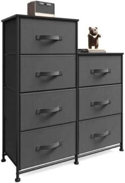 Sehloran 4 Drawer Dresser For Bedroom, Dessers Storage Tower, Chests Of Drawers, Removable Tall Fabric Bins, Dresser Organizers Unit For Hallway, Entryway, Closets, Wood Top, Gray -Amazon Store 31mup fT1NL. AC