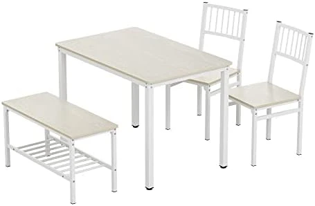 Teraves Dining Table Set For 4/Computer Desk,Kitchen Table With 2 Chairs And A Bench,Table And Chairs Dining Set 4 Piece Set For Dining Room (Black Oak+Black Frame, 110CM) 8 Teraves Dining Table Set For 4/Computer Desk,Kitchen Table With 2 Chairs And A Bench,Table And Chairs Dining Set 4 Piece Set For Dining Room (Black Oak+Black Frame, 110CM) - Image 6