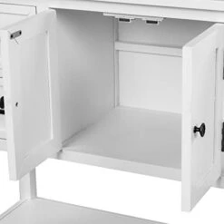 P PURLOVE Console Table Buffet Sideboard With Storage Drawers Cabinets And Bottom Shelf (White) -Amazon Store 31n0WOzgcQL