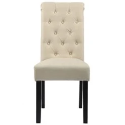 GOTMINSI Upholstered Fabric Dining Room Chairs Tufted Parsons Dining Chairs Accent Kitchen Chairs With Solid Wood Legs For Home Kitchen And Restaurant (Set Of 2), Beige -Amazon Store 31n5Ykz3JdL