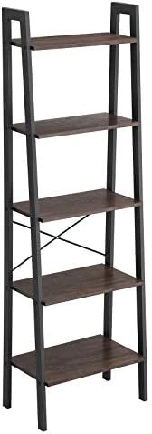 VASAGLE ALINRU 5-Tier Bookshelf, Industrial Bookcase And Storage Rack, Wood Look Accent Furniture With Metal Frame, 22.1 X 13.3 X 67.7 Inches, Rustic Brown 7 VASAGLE ALINRU 5-Tier Bookshelf, Industrial Bookcase And Storage Rack, Wood Look Accent Furniture With Metal Frame, 22.1 X 13.3 X 67.7 Inches, Rustic Brown - Image 5