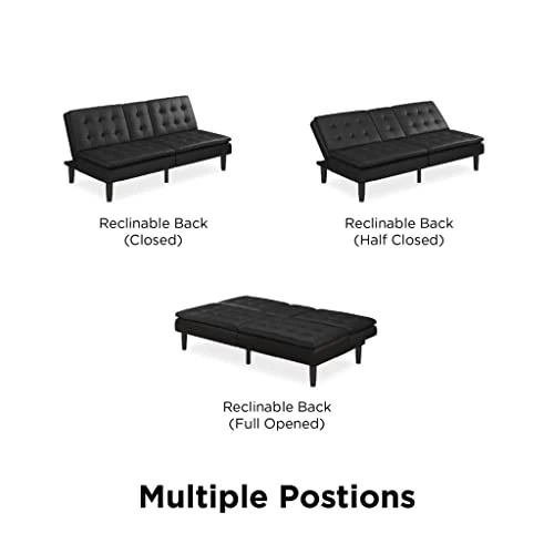 TJLSS Futon With Cupholder, Black Convertible Folding Bed Sofa 7 TJLSS Futon With Cupholder, Black Convertible Folding Bed Sofa - Image 5
