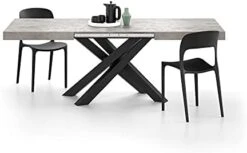 Mobili Fiver, Emma 160 Extendable Dining Table, Rustic Oak With Black Crossed Legs, Laminate-Finished/Iron, Made In Italy -Amazon Store 31nW3iNPd4S. AC