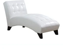 ACME Anna White Faux Leather Lounge Chaise