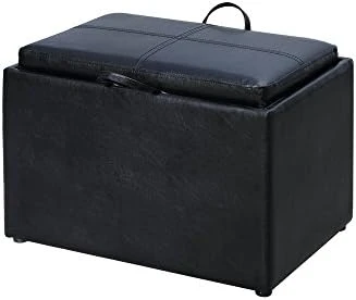 Convenience Concepts Designs4Comfort Accent Storage Ottoman With Reversible Tray, Espresso Faux Leather 22.75 X 15.75 X 16 8 Convenience Concepts Designs4Comfort Accent Storage Ottoman With Reversible Tray, Espresso Faux Leather 22.75 X 15.75 X 16 - Image 6