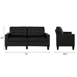 DHP Emily Upholstered Sofa Couch Living Room Furniture, Black -Amazon Store 31oF8yccUIL