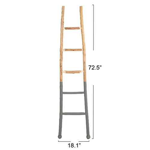 Creative Co-Op Decorative Wood Ladder Misc Furniture, Dark Grey 5 Creative Co-Op Decorative Wood Ladder Misc Furniture, Dark Grey - Image 3