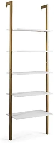 Tangkula 5-Shelf Bookcase, Modern 5-Tier Wood Wall Mounted Ladder Bookshelf With Metal Frame, 72 Inches Tall Industrial Open Ladder Shelf Display Rack Storage Shelves For Home Office (Dark-Brown, 2) 9 Tangkula 5-Shelf Bookcase, Modern 5-Tier Wood Wall Mounted Ladder Bookshelf With Metal Frame, 72 Inches Tall Industrial Open Ladder Shelf Display Rack Storage Shelves For Home Office (Dark-Brown, 2) - Image 7