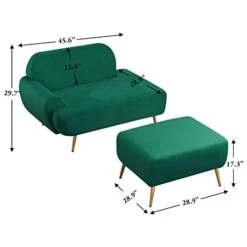 PEIHONGET Chaise Lounge Chair For Bedroom, Velvet Chaise Lounge Indoor Accent Chair With Ottoman 2 In 1 Recliner Sofa Chair Bed With Footrest Reading Chair For Bedroom Apartment Office (Green) -Amazon Store 31oNNkSst3L