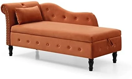 RARZOE Tufted Velvet Chaise Lounge Indoor With Storage, Upholstered Rolled Arm Chaise Lounges Indoor Chair, Right Arm Facing Chaise Lounge With Nailhead Trim For Living Room Bedroom Office,White 17 RARZOE Tufted Velvet Chaise Lounge Indoor With Storage, Upholstered Rolled Arm Chaise Lounges Indoor Chair, Right Arm Facing Chaise Lounge With Nailhead Trim For Living Room Bedroom Office,White - Image 15