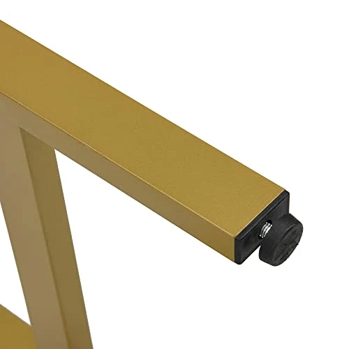 Merax 4-Piece Counter Height Metal And Wood Dining Set With Extra Long Console Dining Table And 3 PU Stools, Bar Table Set For Kitchen Dining Room, Gold+Beige 6 Merax 4-Piece Counter Height Metal And Wood Dining Set With Extra Long Console Dining Table And 3 PU Stools, Bar Table Set For Kitchen Dining Room, Gold+Beige - Image 4