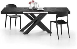 Mobili Fiver, Emma 160 Extendable Dining Table, Rustic Oak With Black Crossed Legs, Laminate-Finished/Iron, Made In Italy -Amazon Store 31ohDCkRXTS. AC