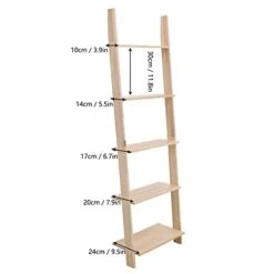 WANLECY 5-Tier Ladder Shelf Bookshelf, Solid Wood Ladder Shelf Wall Leaning Storage Rack Shelves, Free Standing Plant Flower Stand Holder For Living Room, Bathroom, Kitchen, Office, 20x 9.5X 63nches -Amazon Store 31oo9U5hANL