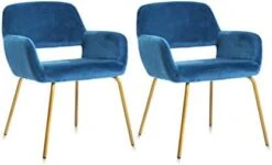 Novigo Accent Chair Living Room Chair With Solid Golden Metal Leg And Velvet Armrest Backrest Mid-Century Modern Chair For Waiting Room Bedroom Conference Set Of 2 Teal Blue -Amazon Store 31osVUwvugL. AC